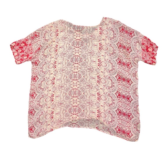 Johnny Was Red & Cream Floral Paisley Print Tunic Top Size Small - Picture 3 of 8